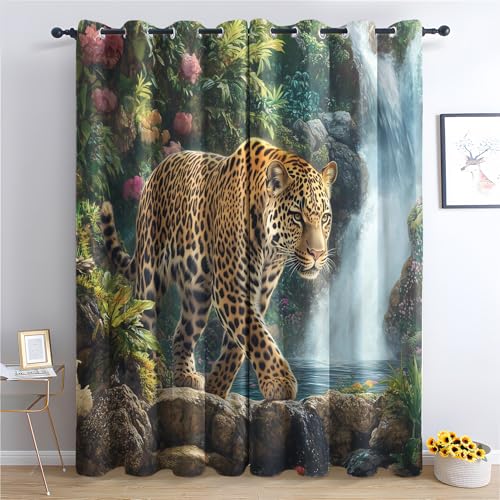 Luxfieo Leopard Vorhänge Gepard Dschungel Wilde Tiere Vorhang Blickdicht Gardinen Verdunklungsvorhänge mit Ösen Thermovorhang für Wohnzimmer Schlafzimmer Fenster Deko 2er Set H 220 x B 140 cm I#380 Luxfieo Leopard Vorhänge Gepard Dschungel Wilde Tiere Vorhang Blickdicht Gardinen Verdunklungsvorhänge mit Ösen Thermovorhang für Wohnzimmer Schlafzimmer Fenster Deko 2er Set H 220 x B 140 cm I#380 von Luxfieo