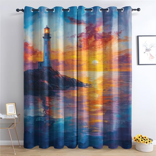 Luxfieo Leuchtturm Vorhänge Nautische Sonnenuntergang Vorhang Blickdicht Gardinen Verdunklungsvorhänge mit Ösen Thermovorhang für Wohnzimmer Schlafzimmer Kinderzimmer Fenster 2er Set H 160 x B 132 cm Luxfieo Leuchtturm Vorhänge Nautische Sonnenuntergang Vorhang Blickdicht Gardinen Verdunklungsvorhänge mit Ösen Thermovorhang für Wohnzimmer Schlafzimmer Kinderzimmer Fenster 2er Set H 160 x B 132 cm von Luxfieo