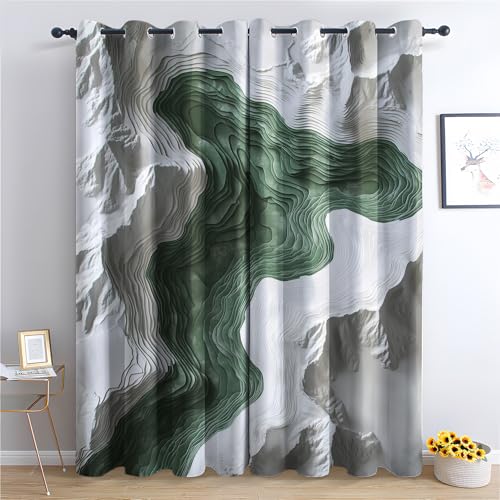Luxfieo Modern Vorhänge 3D Abstrakt Berg Grün Grau Vorhang Blickdicht Gardinen 260 cm Lang Verdunklungsvorhänge mit Ösen Thermovorhang für Wohnzimmer Schlafzimmer Kinderzimmer Fenster Deko 2er Set Luxfieo Modern Vorhänge 3D Abstrakt Berg Grün Grau Vorhang Blickdicht Gardinen 260 cm Lang Verdunklungsvorhänge mit Ösen Thermovorhang für Wohnzimmer Schlafzimmer Kinderzimmer Fenster Deko 2er Set von Luxfieo