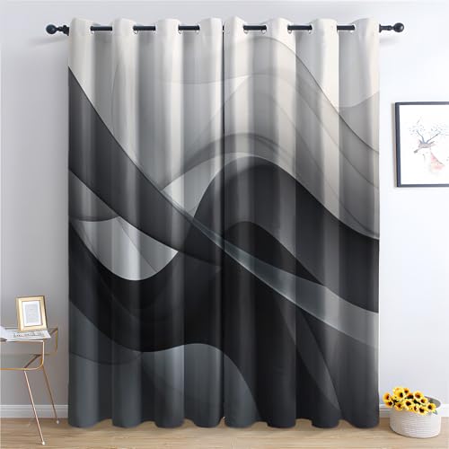 Luxfieo Modern Vorhänge Abstrakt Schwarz Grau Vorhang Blickdicht Gardinen 137 cm Hoch Verdunklungsvorhänge mit Ösen Thermovorhang für Wohnzimmer Schlafzimmer Kinderzimmer Fenster Deko 2er Set W#182 Luxfieo Modern Vorhänge Abstrakt Schwarz Grau Vorhang Blickdicht Gardinen 137 cm Hoch Verdunklungsvorhänge mit Ösen Thermovorhang für Wohnzimmer Schlafzimmer Kinderzimmer Fenster Deko 2er Set W#182 von Luxfieo