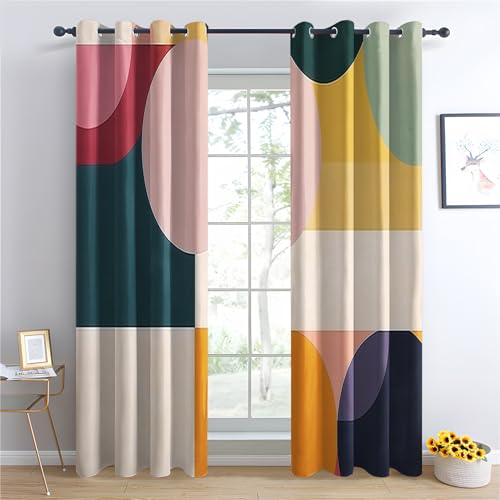 Luxfieo Modern Vorhänge Bunt Geometrisch Mid Century Vorhang Blickdicht Gardinen 220 cm Lang Verdunklungsvorhänge mit Ösen Thermovorhang für Wohnzimmer Schlafzimmer Fenster Deko 2er Set R#410 Luxfieo Modern Vorhänge Bunt Geometrisch Mid Century Vorhang Blickdicht Gardinen 220 cm Lang Verdunklungsvorhänge mit Ösen Thermovorhang für Wohnzimmer Schlafzimmer Fenster Deko 2er Set R#410 von Luxfieo
