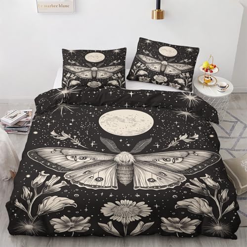 Luxfieo Motte Deko - Winter Bettwäsche 135x200 Motte, Gothic Stil Himmel Botanisch Bettbezug 135 x 200 2er Set mit 1 Kissenbezug 80x80, Weiche Mikrofaser Winterbettwäsche mit Reißverschluss Luxfieo Motte Deko - Winter Bettwäsche 135x200 Motte, Gothic Stil Himmel Botanisch Bettbezug 135 x 200 2er Set mit 1 Kissenbezug 80x80, Weiche Mikrofaser Winterbettwäsche mit Reißverschluss von Luxfieo