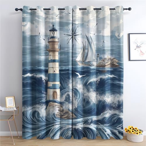Luxfieo Nautisch Vorhänge Leuchtturm Segelboot Meer Vorhang Blickdicht Gardinen Verdunklungsvorhänge mit Ösen Thermovorhang für Wohnzimmer Schlafzimmer Fenster Deko 2er Set H 160 x B 140 cm W#53 Luxfieo Nautisch Vorhänge Leuchtturm Segelboot Meer Vorhang Blickdicht Gardinen Verdunklungsvorhänge mit Ösen Thermovorhang für Wohnzimmer Schlafzimmer Fenster Deko 2er Set H 160 x B 140 cm W#53 von Luxfieo