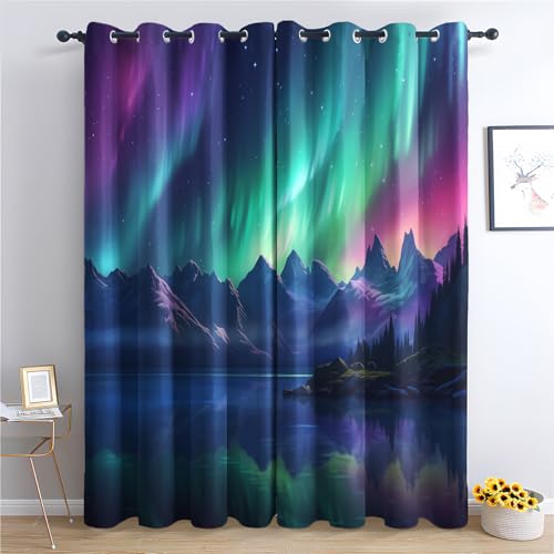Luxfieo Nordlichter Vorhänge Nordlicht Polarlichter Vorhang Blickdicht Gardinen Verdunklungsvorhänge mit Ösen Thermovorhang für Wohnzimmer Schlafzimmer Fenster Deko 2er Set H 166 x B 75 cm W#175 Luxfieo Nordlichter Vorhänge Nordlicht Polarlichter Vorhang Blickdicht Gardinen Verdunklungsvorhänge mit Ösen Thermovorhang für Wohnzimmer Schlafzimmer Fenster Deko 2er Set H 166 x B 75 cm W#175 von Luxfieo