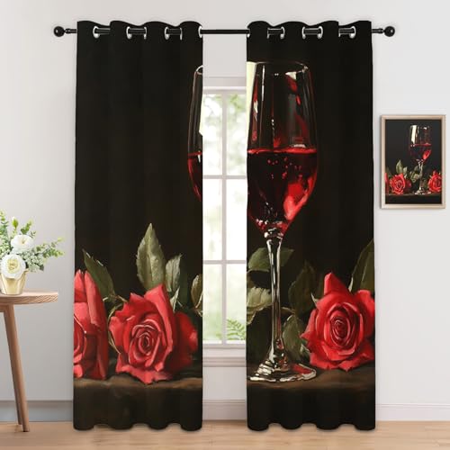 Luxfieo Romantisch Vorhänge Weinglas Rote Rose Blumen Liebe Vorhang Blickdicht Gardinen 220 cm Lang Verdunklungsvorhänge mit Ösen Thermovorhang für Wohnzimmer Schlafzimmer Fenster Deko 2er Set Luxfieo Romantisch Vorhänge Weinglas Rote Rose Blumen Liebe Vorhang Blickdicht Gardinen 220 cm Lang Verdunklungsvorhänge mit Ösen Thermovorhang für Wohnzimmer Schlafzimmer Fenster Deko 2er Set von Luxfieo