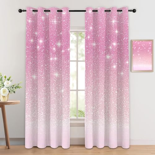 Luxfieo Rosa Glitzer Vorhänge Mädchen Rosa Ombre Prinzessin Vorhang Blickdicht Gardinen 137 cm Hoch Verdunklungsvorhänge mit Ösen Thermovorhang für Wohnzimmer Schlafzimmer Fenster Deko 2er Set Luxfieo Rosa Glitzer Vorhänge Mädchen Rosa Ombre Prinzessin Vorhang Blickdicht Gardinen 137 cm Hoch Verdunklungsvorhänge mit Ösen Thermovorhang für Wohnzimmer Schlafzimmer Fenster Deko 2er Set von Luxfieo