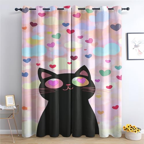 Luxfieo Schwarze Katze Vorhänge Kawaii Kätzchen Bunte Herz Vorhang Blickdicht Gardinen Verdunklungsvorhänge mit Ösen Thermovorhang für Wohnzimmer Schlafzimmer Fenster Deko 2er Set H 166 x B 75 cm T#2 Luxfieo Schwarze Katze Vorhänge Kawaii Kätzchen Bunte Herz Vorhang Blickdicht Gardinen Verdunklungsvorhänge mit Ösen Thermovorhang für Wohnzimmer Schlafzimmer Fenster Deko 2er Set H 166 x B 75 cm T#2 von Luxfieo