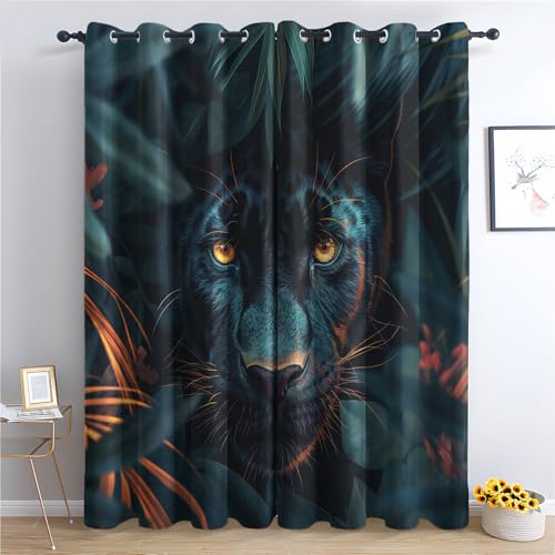 Luxfieo Schwarzer Panther Vorhänge Dschungeltiere Schwarzer Gepard Vorhang Blickdicht Gardinen 160 cm Lang Verdunklungsvorhänge mit Ösen Thermovorhang für Wohnzimmer Schlafzimmer Fenster Deko 2er Set Luxfieo Schwarzer Panther Vorhänge Dschungeltiere Schwarzer Gepard Vorhang Blickdicht Gardinen 160 cm Lang Verdunklungsvorhänge mit Ösen Thermovorhang für Wohnzimmer Schlafzimmer Fenster Deko 2er Set von Luxfieo