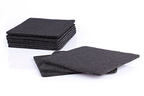 Glasuntersetzer 10er Set aus Filz in schwarz (und weitere Farben wählbar) für Tassen, Gläser und Getränker, edel und elegant, 10x10cm quadratisch, waschbar von Luxflair