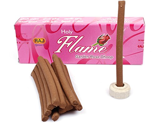 Luxflair Dhoop Sticks Garden Rose - Premium Packung, 14 indische Räuchersticks inkl. Halter, die traditionelle Variante zu Räucherstäbchen ohne Holz von Luxflair