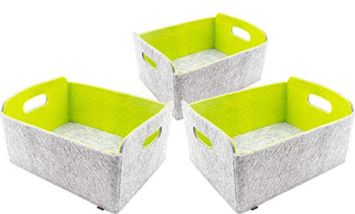 3er Set faltbarer Aufbewahrungskörbe aus waschbarem Filz graumeliert/grün, 30x24x15cm. Ordnungsbox, Regalbox, Faltbox, Spielzeugkorb, Filzkorb 3er Set faltbarer Aufbewahrungskörbe aus waschbarem Filz graumeliert/grün, 30x24x15cm. Ordnungsbox, Regalbox, Faltbox, Spielzeugkorb, Filzkorb von Luxflair