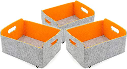 Luxflair 3er Set faltbarer Aufbewahrungskörbe aus waschbarem Filz graumeliert/orange, 30x24x15cm. Ordnungsbox, Regalbox, Faltbox, Spielzeugkorb, Filzkorb Luxflair 3er Set faltbarer Aufbewahrungskörbe aus waschbarem Filz graumeliert/orange, 30x24x15cm. Ordnungsbox, Regalbox, Faltbox, Spielzeugkorb, Filzkorb von Luxflair