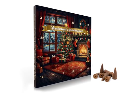Luxflair Backflow Räucherkegel Adventskalender, 24 Düfte (Gesamt 48 Kegel), für eine entspannende Adventszeit, Weihnachtszeit von Luxflair