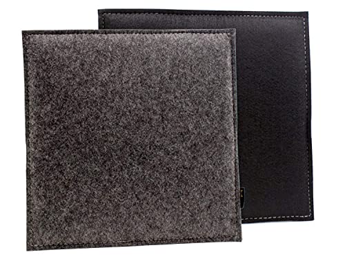 Luxflair Eckiges Filz Wende-Sitzkissen 4er Set in dunkelgrau/schwarz. Waschbare Sitzauflage mit Füllung für Stuhl und Bank, Outdoor-beständig. Edles Sitzpolster ca. 35x35cm groß von Luxflair