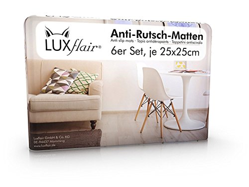 Luxflair Hochwertige Anti Rutsch Matten im 6er Set je 25cm rund als Unterlage für Stühle/Sitzkissen oder Tische/Tischauflagen/Läufer. Auch als Teppichunterlage geeignet von Luxflair