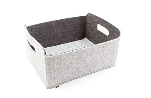 Hochwertiger, waschbarer Aufbewahrungskorb aus Filz graumeliert/dunkelgrau 30x24x15cm. Aufbewahrungskorb, Regalbox, Faltbox, Spielzeugkorb, Filzkorb von Luxflair