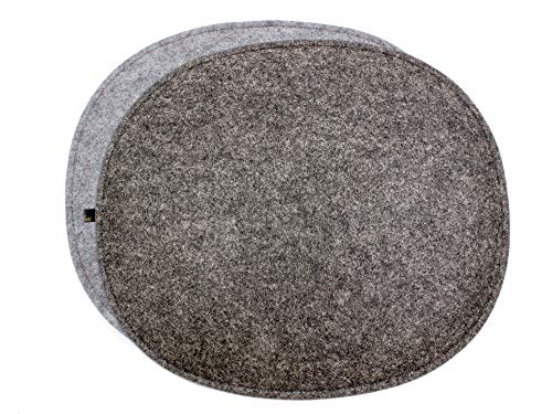 Luxflair Ovale Filz Sitzkissen 6er Set mit Füllung dunkelgrau/Graumeliert, ca. 35,5x31cm, waschbar bei 30°C. Moderne Sitzauflage für Designer Stühle von Luxflair