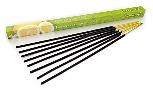 Natürliche Citronella Räucherstäbchen 8 Stäbchen mit Glimmdauer von 45min als Alternative zur Zitronella Kerze oder Teelichter für draußen/im Garten von Luxflair