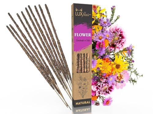 Natürliche Räucherstäbchen Blumen - Natural Flowers, Glimmdauer ca. 45min, mit grobgemahlenen Rohstoffen, Vegan & ohne tierische Tests von Luxflair