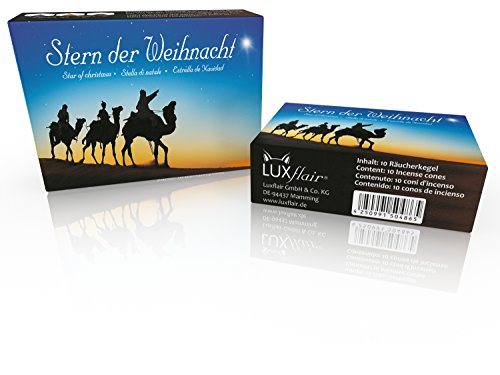 Luxflair Premium Räucherkegel/Räucherkerzen Stern der Weihnacht. 20 Stück inklusive Unterlage/Kegelhalter von Luxflair