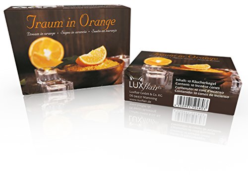 Premium Räucherkegel/Räucherkerzen von Luxflair: Traum in Orange. 20 Stück inklusive Unterlage/Kegelhalter von Luxflair