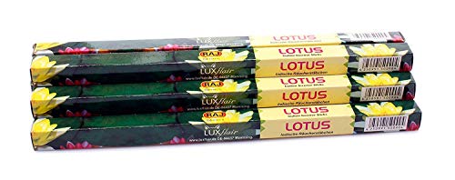 Premium Räucherstäbchen Lotus: natürlich traditionell aus Indien in fairer Herstellung. Großpackung mit 10 Boxen = 80 Stück je 45min. Exotisch blumiger Duft von Luxflair