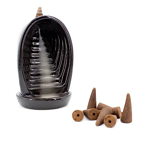 Rückfluss/Backflow Räucherkegelhalter inkl. 10 Backflow Räucherkegel. Keramik Räucherkerzenhalter mit Wasserfall Effekt, Räuchergefäß, Stufenwassserfall Rückfluss/Backflow Räucherkegelhalter inkl. 10 Backflow Räucherkegel. Keramik Räucherkerzenhalter mit Wasserfall Effekt, Räuchergefäß, Stufenwassserfall von Luxflair