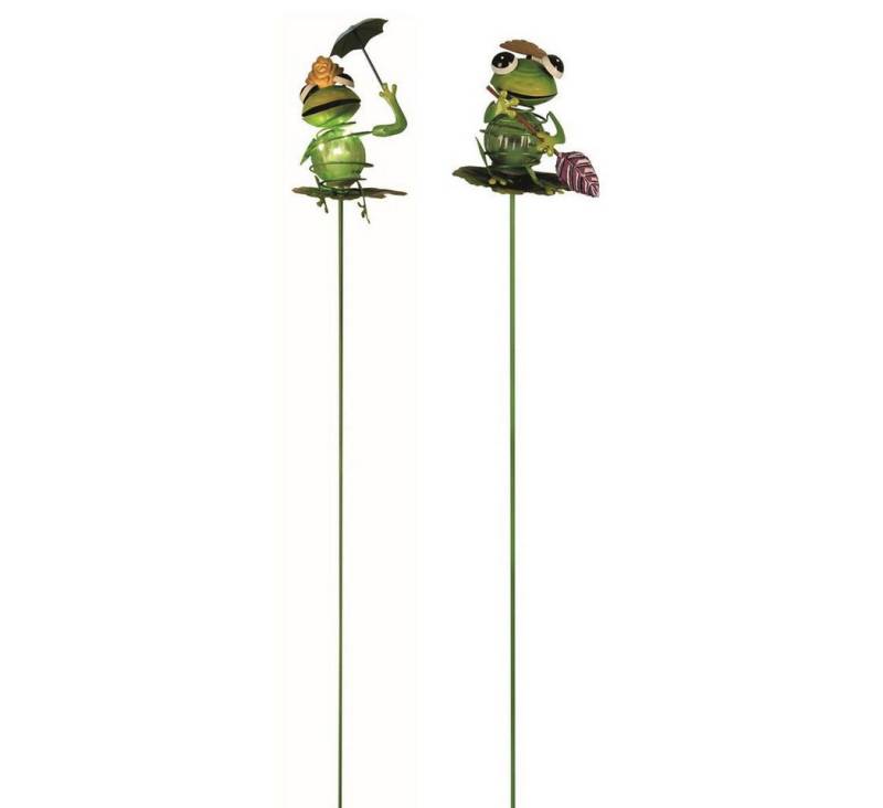 Luxform LED Gartenleuchte Luxform Solar Frog Stake Set Schirm Paddel 2 Frösche LED Stableuchte, Soft, 2 Frösche im Set von Luxform