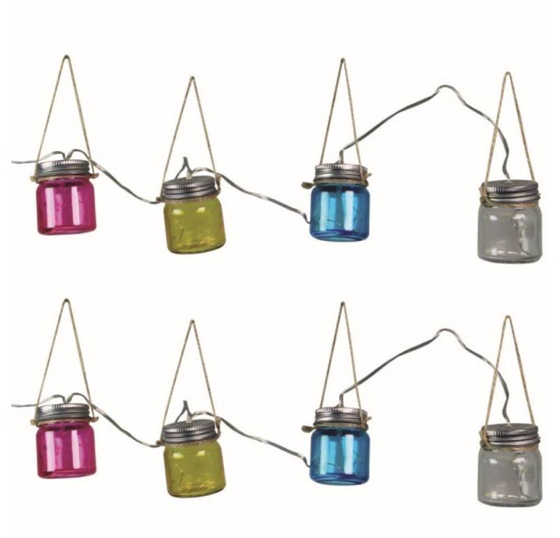 Luxform LED-Lichterkette LED Solar Lichterkette Blanes Echtglas bunt, 8 x 3 LEDs Glas von Luxform