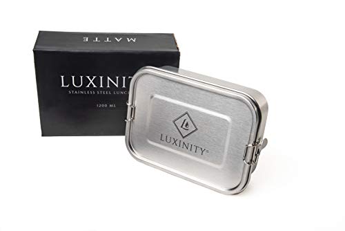 Luxinity® Edelstahl Lunchbox 1200ml, 100% Plastikfreie Brotzeitbox, Auslaufsicher, Brotdose mit Variabler Trennwand von Luxinity