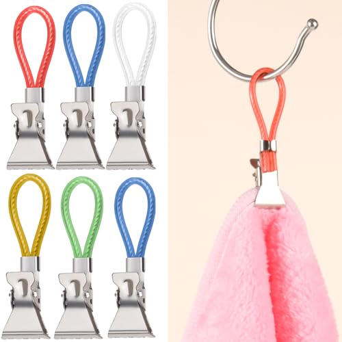 20 Stück Geschirrtuch-Hänge-Clips, Metall-Geschirrtuch-Aufbewahrungs-Clips, mehrfarbig, Badetücher, Wäscheklammern für Zuhause, Küche, Strand, Badezimmer (5 Farben) von Luxiremi
