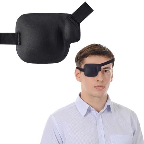 3D-Augenklappen für linke und rechte Erwachsene Verstellbares Auge Verstellbare medizinische Augenklappe für faule Augen Groß Schwarz (rechtes Auge) von Luxiremi