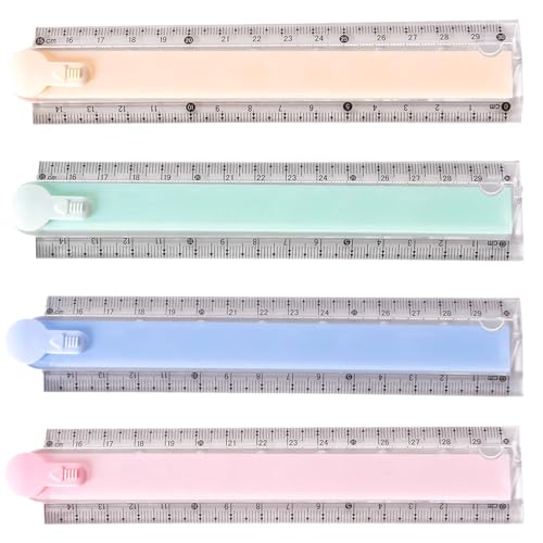 4 PCS Kunststoff Faltringeln 30Cm Transparente geometrische Regel Kunststoff-Regel Stationäre gerade Studienregeln für Schulkinder Kinder und Bürobenutzung (Rosa + Blau + Grün + Gelb) von Luxiremi