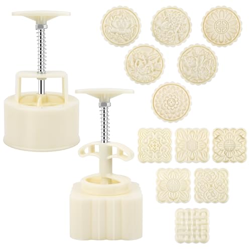 Luxiv Mondkuchenform, 12 Stück Muster Handdruck Mondkuchenformen für Mitte Herbst DIY Gebäckwerkzeug 2 Sets mit 6 runden Blumen Mondkuchen-Modus und 6 Stück quadratischen Muster Mondkuchenform (weiß Luxiv Mondkuchenform, 12 Stück Muster Handdruck Mondkuchenformen für Mitte Herbst DIY Gebäckwerkzeug 2 Sets mit 6 runden Blumen Mondkuchen-Modus und 6 Stück quadratischen Muster Mondkuchenform (weiß von Luxiv
