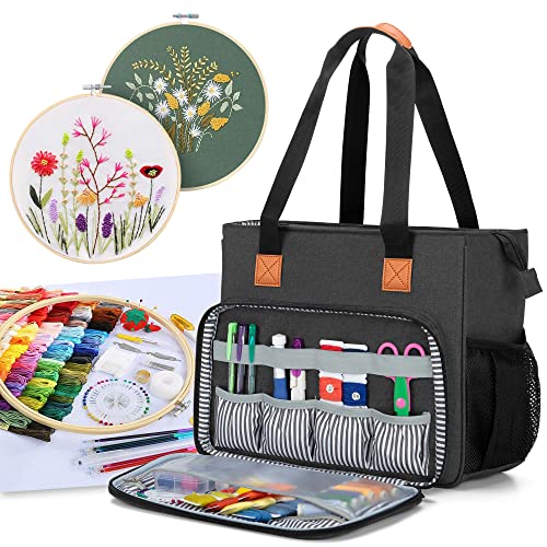 Luxja Aufbewahrungstasche Stickerei Set, Handarbeitstasche für Embroidery Werkzeug, DIY Tasche für Kreuzstich Set, (Leere Tasche), Schwarz von Luxja