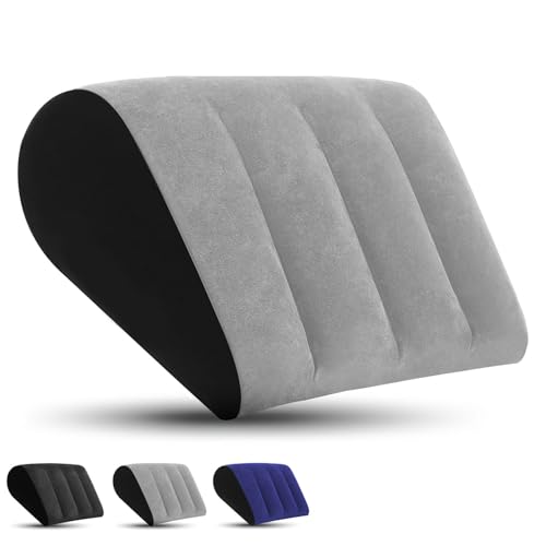LuxoCare Aufblasbares Keilkissen - Lendenwirbelstützkissen Neck Pillow Beinkissen Schlafkissen Reisekissen Aufblasbares Kniekissen Haltungskissen (Grau) von LuxoCare