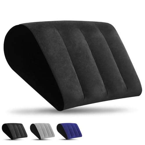LuxoCare Aufblasbares Keilkissen - Lendenwirbelstützkissen Neck Pillow Beinkissen Schlafkissen Reisekissen Aufblasbares Kniekissen Haltungskissen (Schwarz) von LuxoCare