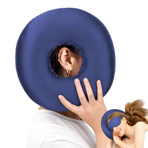 LuxoCare Piercing Kissen Ohrlochkissen für Seitenschläfer mit Loch - Donut Ohrkissen gegen Ohrenschmerzen & Druckstellen, Hypoallergen & Waschbar für Seitenschläfer, Reisen, CNH-Patienten (Blu) von LuxoCare