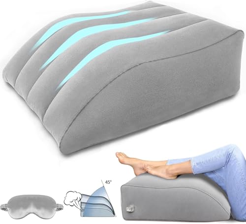 LuxoCare Venenkissen Beinhochlagerungskissen Aufblasbare&Schlafmasken Set - Keilkissen für Schlaf,Schwangerschaft&OP-Erholung,Venenkissen zur Entlastung der Beine&Förderung der Durchblutung (Gray) von LuxoCare