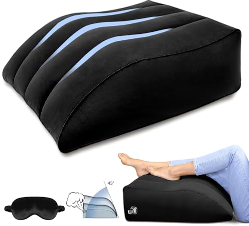 LuxoCare Venenkissen Beinhochlagerungskissen Aufblasbare&Schlafmasken Set - Keilkissen für Schlaf,Schwangerschaft&OP-Erholung,Venenkissen zur Entlastung der Beine&Förderung der Durchblutung (Black) von LuxoCare