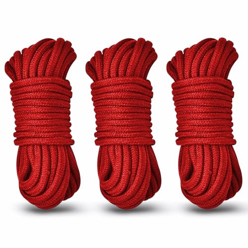 Weiches Baumwollseil – 8 mm Dickes, gedrehtes Seil Knoten Krawatte Camping Bundling Baumwollseil Allzweckseil für Bastelprojekte DIY Aufhängen Seil(Rot) von LuxoCare