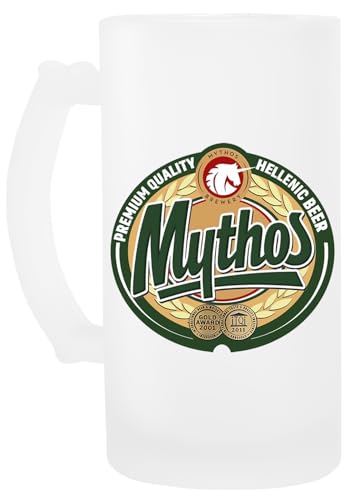 Luxogo Hellenic Greek Beer Mythos Glas Bier Becher Beer Mug von Luxogo