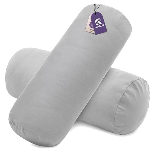 Luxoon 2er Pack Nackenrollenbezüge mit Reißverschluss – Bezüge für Nackenstützkissen, 100% Baumwolle, weich, waschbar und trocknergeeignet, 15x40 cm, Grau Luxoon 2er Pack Nackenrollenbezüge mit Reißverschluss – Bezüge für Nackenstützkissen, 100% Baumwolle, weich, waschbar und trocknergeeignet, 15x40 cm, Grau von Luxoon