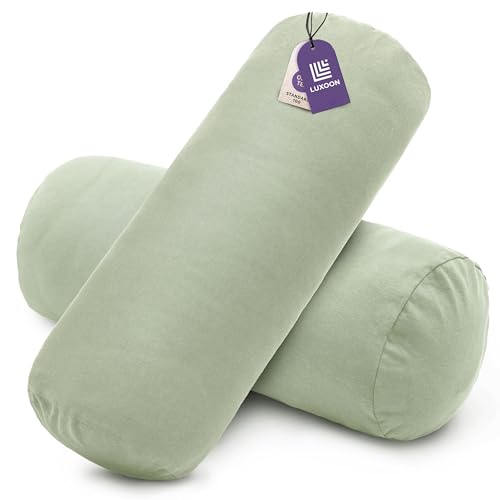 Luxoon 2er Pack Nackenrollenbezüge mit Reißverschluss – Bezüge für Nackenstützkissen, 100% Baumwolle, weich, waschbar und trocknergeeignet, 15x40 cm, Salbei Grün Luxoon 2er Pack Nackenrollenbezüge mit Reißverschluss – Bezüge für Nackenstützkissen, 100% Baumwolle, weich, waschbar und trocknergeeignet, 15x40 cm, Salbei Grün von Luxoon