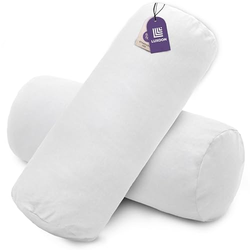 Luxoon 2er Pack Nackenrollenbezüge mit Reißverschluss – Bezüge für Nackenstützkissen, 100% Baumwolle, weich, waschbar und trocknergeeignet, 15x40 cm, Weiß Luxoon 2er Pack Nackenrollenbezüge mit Reißverschluss – Bezüge für Nackenstützkissen, 100% Baumwolle, weich, waschbar und trocknergeeignet, 15x40 cm, Weiß von Luxoon