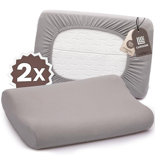 Luxoon Kissenbezug für Gesundheitskissen – 95% Baumwolle / 5% Elasthan, Atmungsaktiv und Hautfreundlich, Waschbar, Für Komfort und Hygiene 2er Pack 30-45 x 50-65 cm, Grau von Luxoon