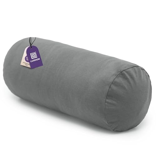 Luxoon Nackenrollenbezug mit Reißverschluss – Bezug für Nackenkissen, 100% Baumwolle, weich, waschbar und trocknergeeignet, 15x40 cm, Anthrazit von Luxoon