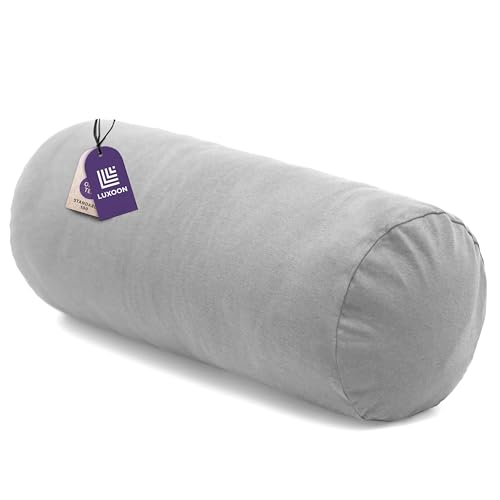 Luxoon Nackenrollenbezug mit Reißverschluss – Bezug für Nackenkissen, 100% Baumwolle, weich, waschbar und trocknergeeignet, 15x40 cm, Grau von Luxoon