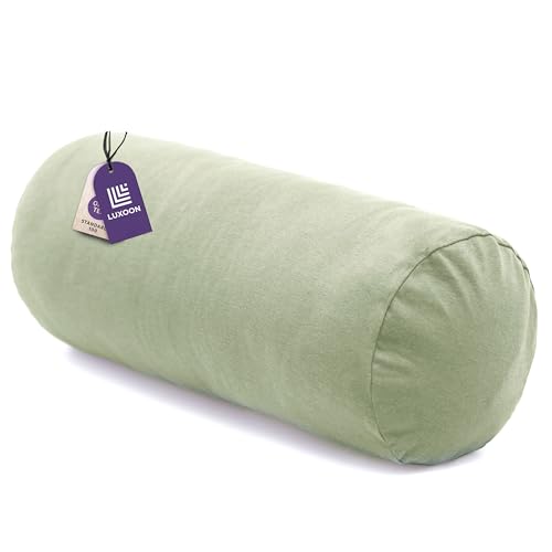 Luxoon Nackenrollenbezug mit Reißverschluss – Bezug für Nackenkissen, 100% Baumwolle, weich, waschbar und trocknergeeignet, 15x40 cm, Salbei Grün von Luxoon