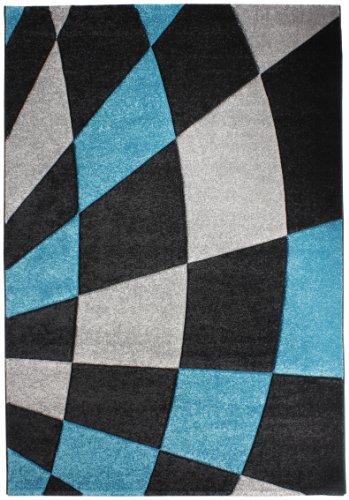 -LUXOR- living Andiamo 1100207 Teppich Carreaux, Webteppich, 60 x 115 cm, Karo, schwarz/türkis -LUXOR- living Andiamo 1100207 Teppich Carreaux, Webteppich, 60 x 115 cm, Karo, schwarz/türkis von -LUXOR- living